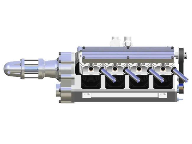 8-Zylinder V-Motor 165 ccm mit Getriebe