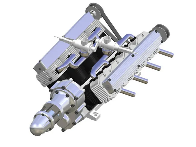 8-Zylinder V-Motor 165 ccm mit Getriebe