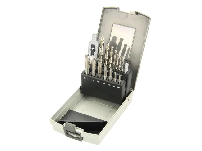 Bohr- und Gewindeschneid-Satz 3-12 mm HSS, 15tlg