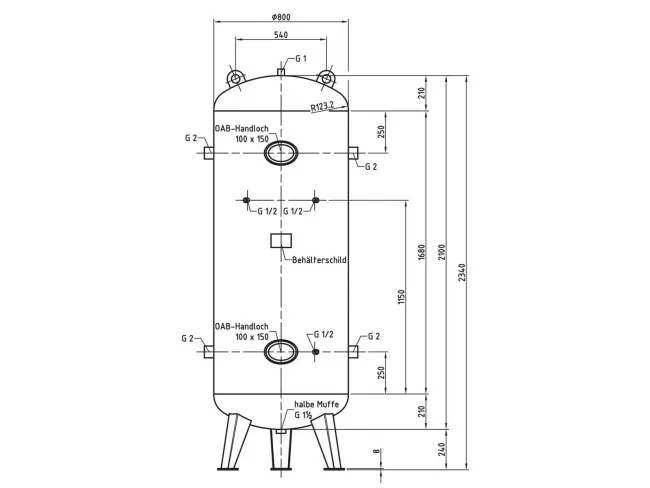 Druckluftbehälter DB VZ 1000/11 V