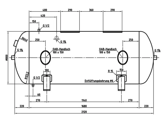 Druckluftbehälter DB VZ 1000/16 H