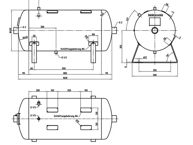 Druckluftbehälter DB VZ 50/16 H