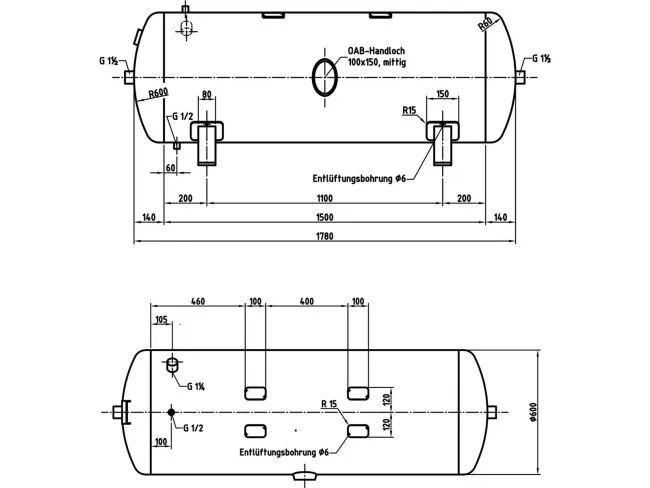 Druckluftbehälter DB VZ 500/16 H