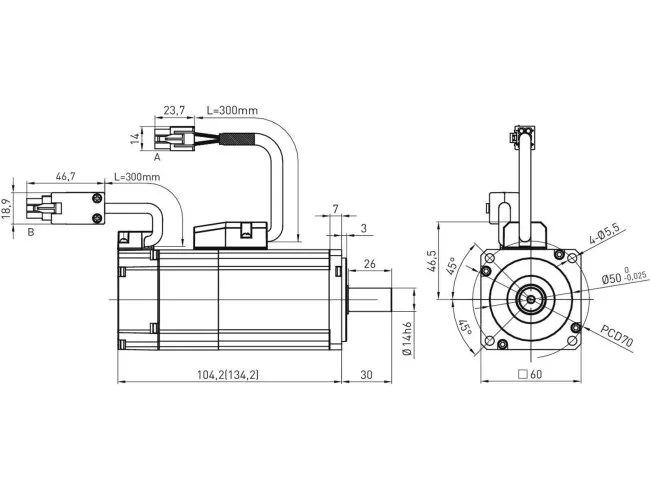 EM1-C-M-40-2-B-F-0-D mit Motorbremse-23-Bit absolut (Multiturn)-mit Passfedernut