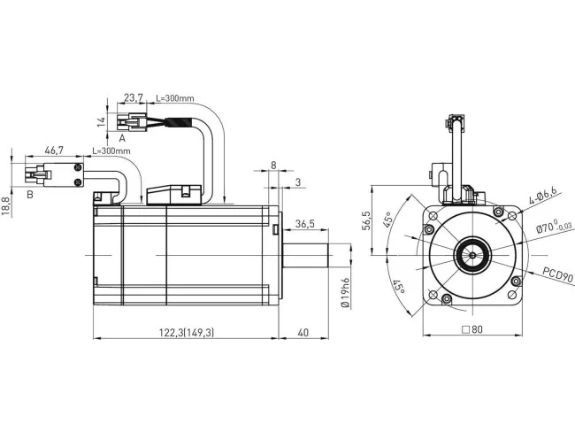 EM1-C-M-75-2-0-F-0-D ohne Motorbremse-23-Bit absolut (Multiturn)-mit Passfedernut