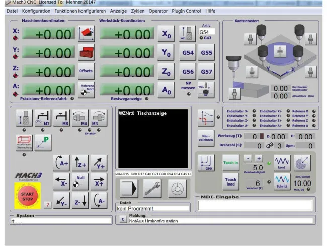 Mach3 Screen Fräsen deutsch