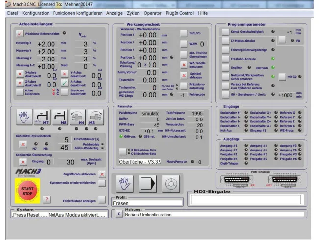 Mach3 Screen Fräsen deutsch