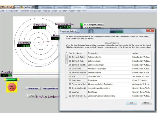 Mach3 Screen Fräsen deutsch