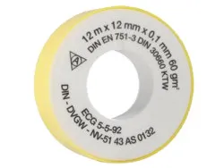 Dichtband Teflon PTFE, 10m x 12mm x 0,075mm