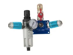 Endverteilerdose mit zwei Sicherheitskupplungen, Absperrhahn und Filterdruckregler EVD18 2xSK-AH-FDR