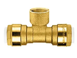 T-Stück mit Innengewinde Messing 2 x 15 mm AD, 1 x ½